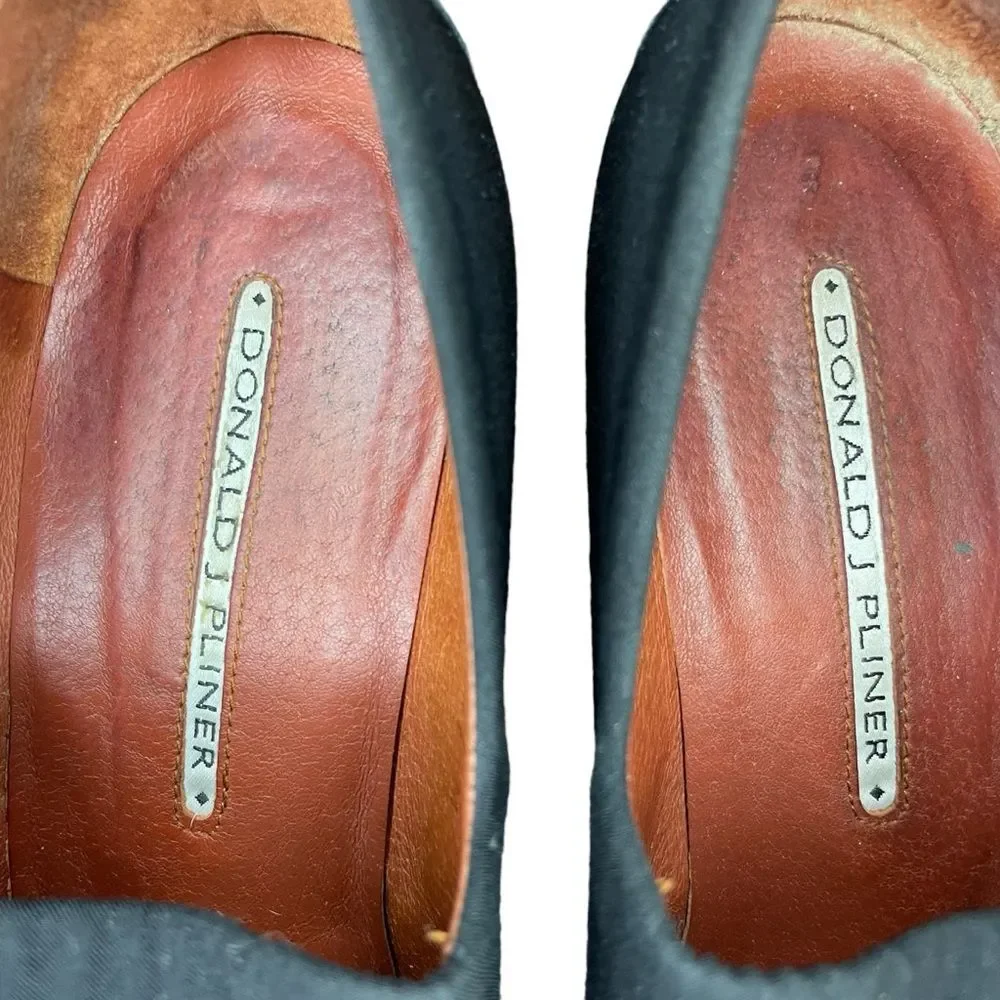 Vintage Donald Pliner Fabric Slip On Wedge Shoe Black Size 7M